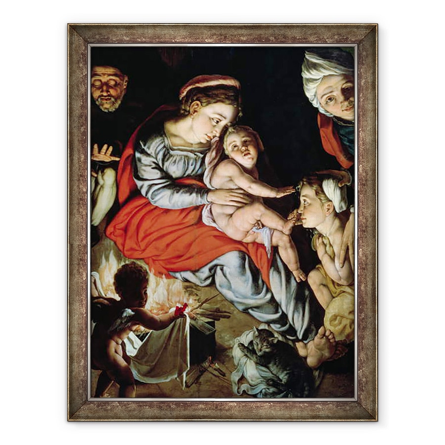 Tablou inramat - Jan Cornelisz Vermeyen - Sfanta familie in jurul focului iI, 70 x 90 cm