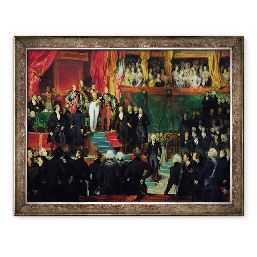 Tablou inramat - Eugene Deveria - Louis-Philippe 1773-1850 este investit ca rege in fata Camerei Deputatilor, 60 x 80 cm