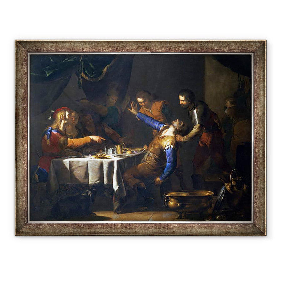 Tablou inramat - Bernardo Cavallino - Uciderea lui Amnon de catre fratele sau Absalom, 70 x 90 cm