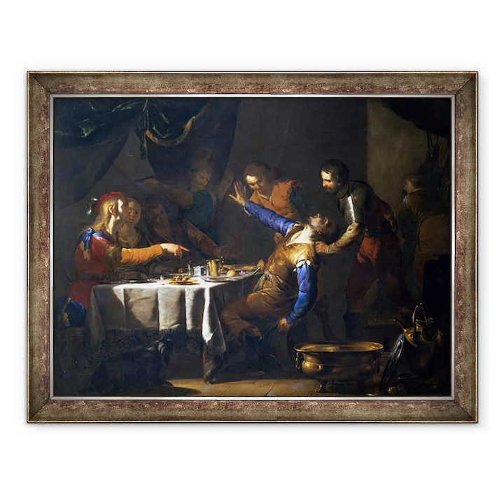 Bernardo Cavallino - Amnon meggyilkolása a bátyja Absalom, Keretezett kép, 70 x 90 cm