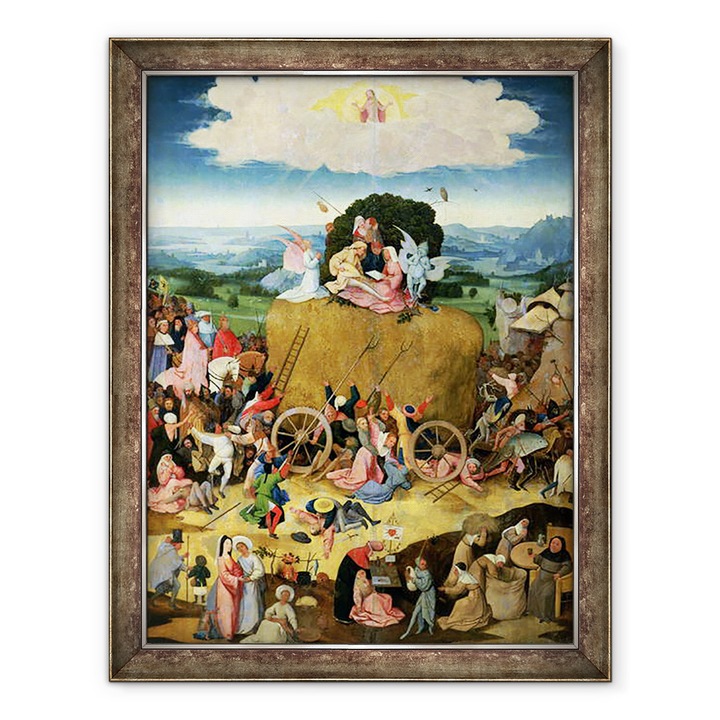 Tablou inramat - Hieronymus Bosch - Haywain, panoul central al tripticului, 60 x 80 cm