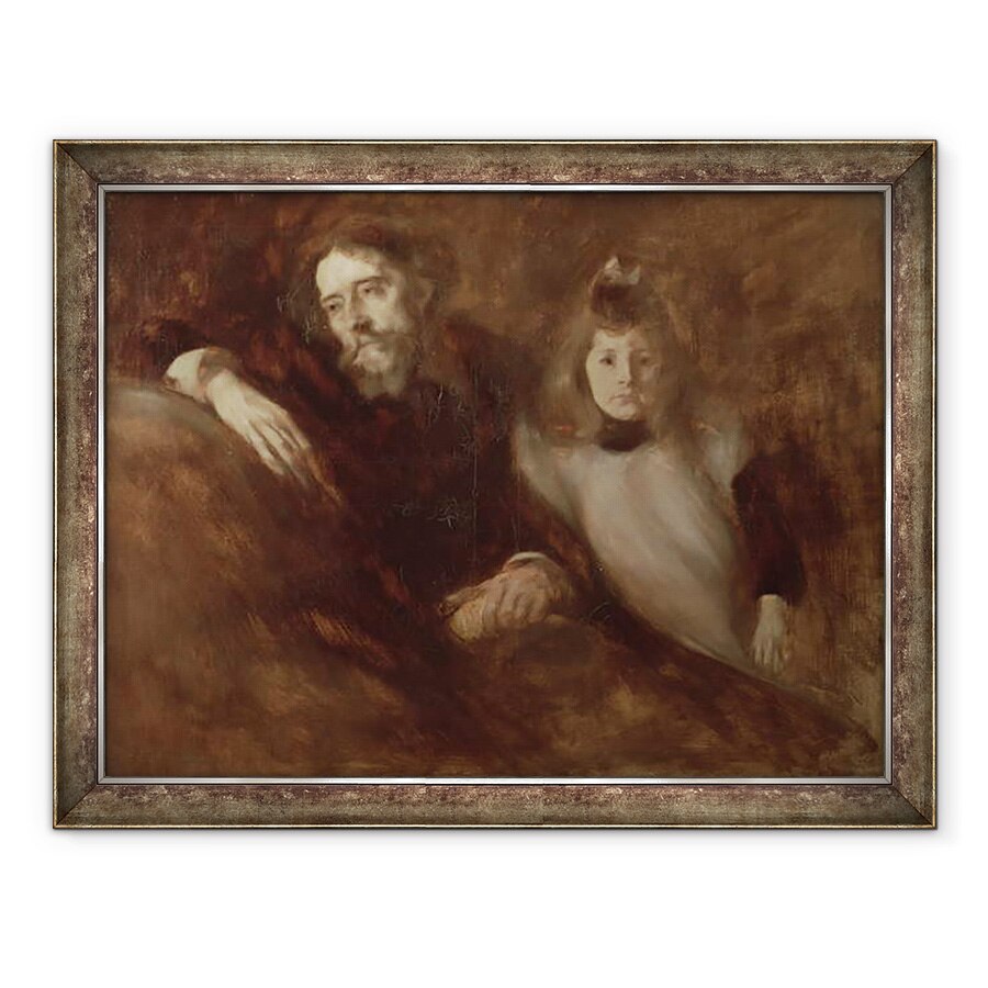 Tablou inramat - Eugene Carriere - Portretul lui Alphonse Daudet 1840-97 si fiica sa Edmee, 70 x 90 cm