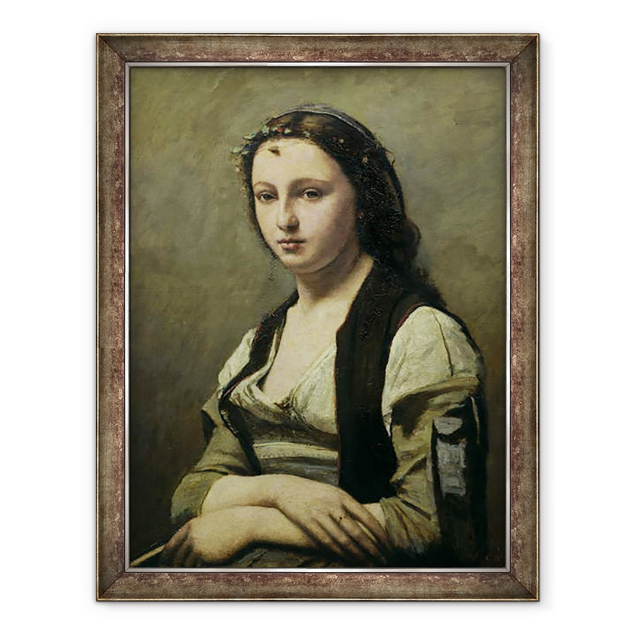 Tablou inramat - Jean Baptiste Camille Corot - Femeia cu perla, 70 x 90 cm