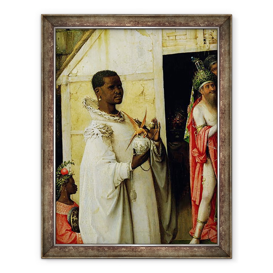 Tablou inramat - Hieronymus Bosch - Adorarea magilor, detaliu al regelui Balthazar din panoul central al tripticului, 60 x 80 cm