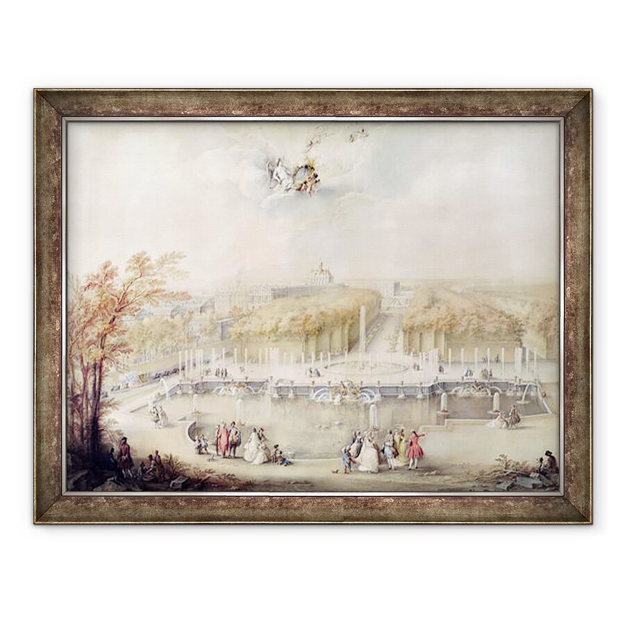Tablou inramat - Jacqes Andre Portail - Vedere la Gradini si Castelul Versailles din Fantana Neptun, 60 x 80 cm