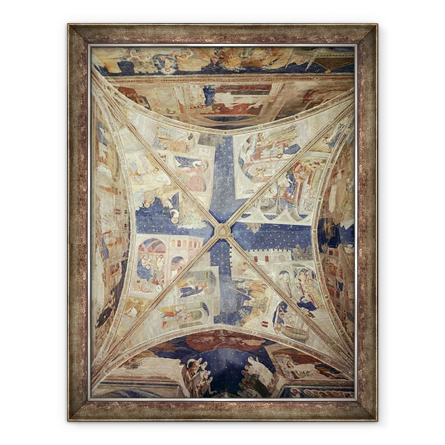 Tablou inramat - Matteo di Giovanetto da Viterbo - Vedere a plafonului capelei Tinel cu scene din viata Sf. Martial, 60 x 80 cm