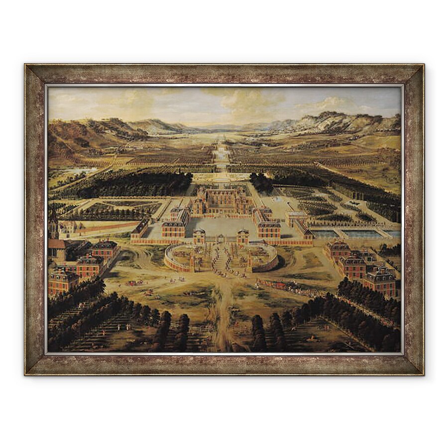 Tablou inramat - Pierre Patel - Vedere de perspectiva a Castelului, Gradinilor si Parcului Versailles vazut de pe Avenue de Paris, 70 x 90 cm