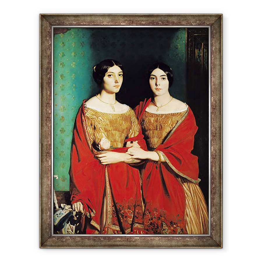 Tablou inramat - Theodore Chasseriau - Cele Doua Surori sau Mesdemoiselles Chasseriau, Marie-Antoinette-Adele 1810-69 si Genevieve Aline 1822-71 surorile artistului, 60 x 80 cm