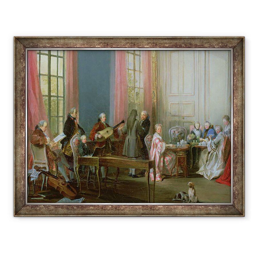 Tablou inramat - Michel Barthelemy Ollivier - Tanarul Mozart la clavichord, detaliu de la Le The a lAnglaise, un concert la casa Princesse de Conti, 70 x 90 cm