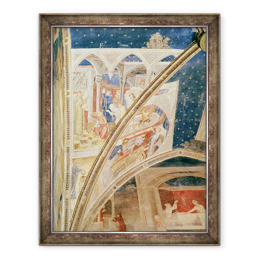Tablou inramat - Matteo di Giovanetto da Viterbo - invierea fiului lui Nerva, lord de Tulle, detaliu din tavanul capelei Tinel cu scene din viata Sf. Martial, 60 x 80 cm