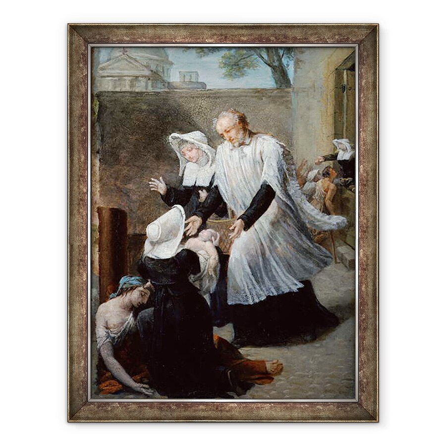 Tablou inramat - Antoine Ansiaux - Sfantul Vincent de Paul ajutand ciuma calarita, 60 x 80 cm
