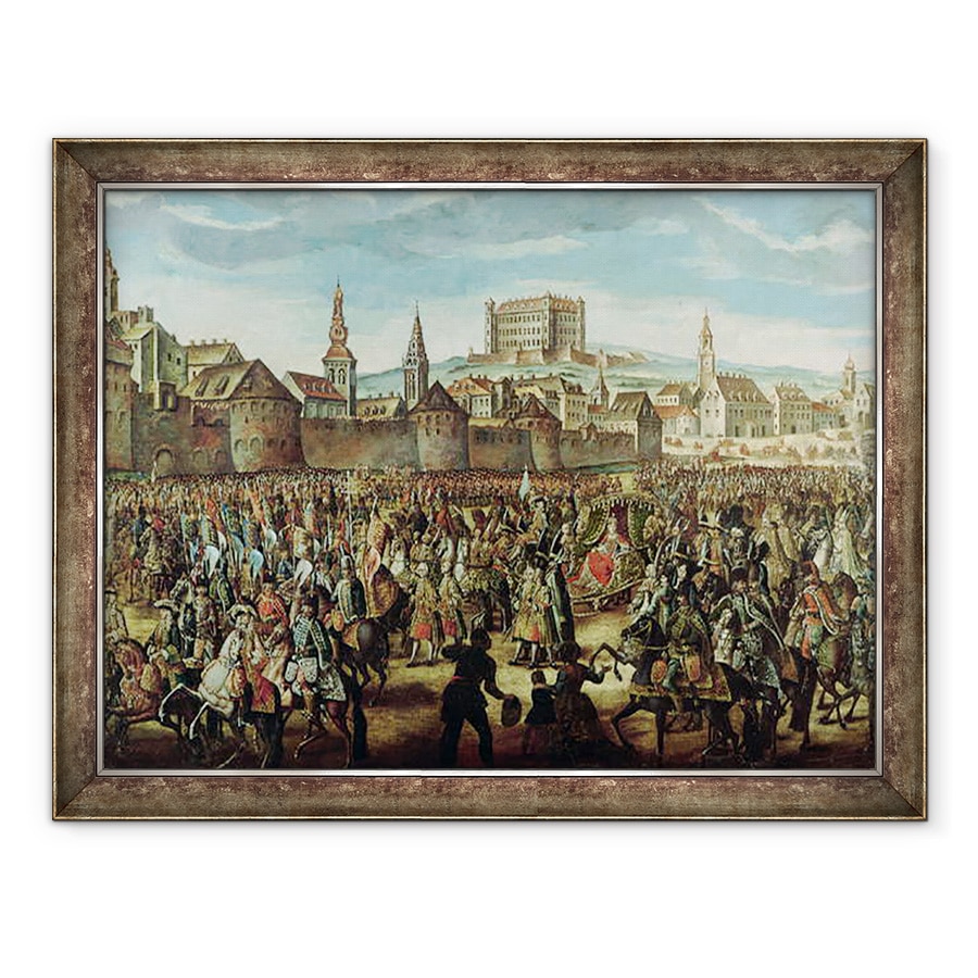 Tablou inramat - Scoala austriaca - Sosirea imparatesei Maria Tereza a Austriei 1717-80 la Pressburg Bratislava la 25 august 1741, 70 x 90 cm