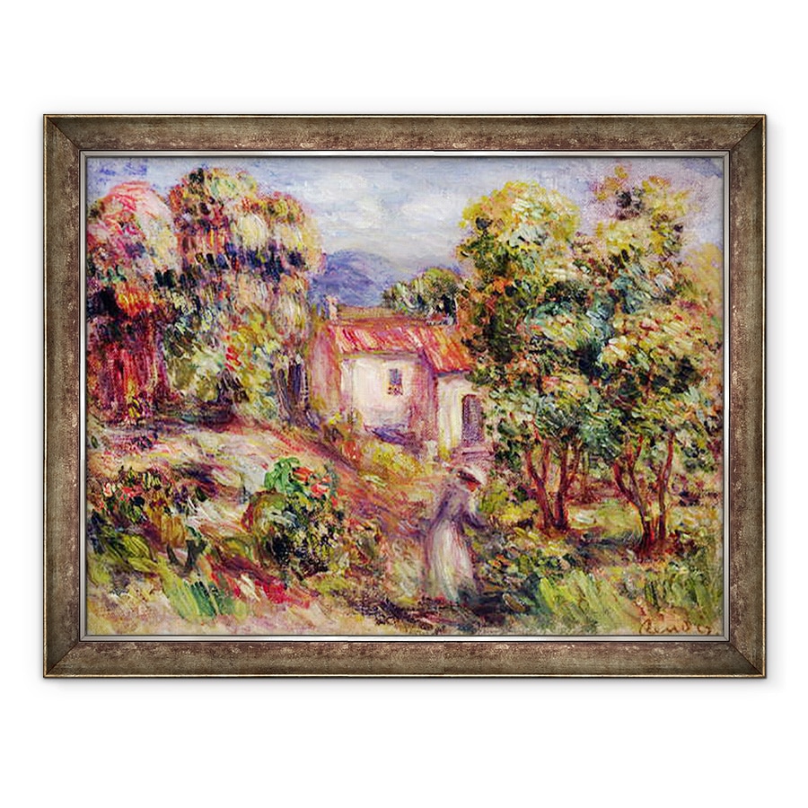 Tablou inramat - Pierre Auguste Renoir - Femeie cules flori in gradina de Les Colettes la Cagnes, 60 x 80 cm