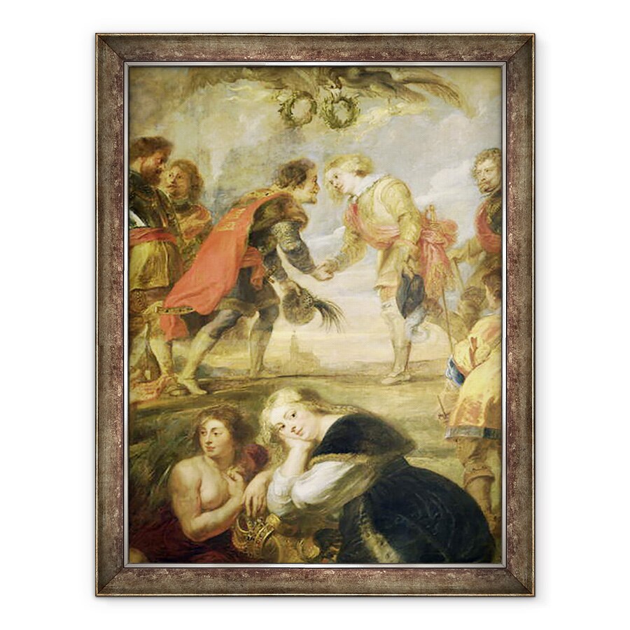 Tablou inramat - Peter Paul Rubens - intalnirea lui Ferdinand al II-lea 1578-1637 si a fiului sau Cardinalul Infante Ferdinand inainte de batalia de la Nordlingen in 1634, 60 x 80 cm