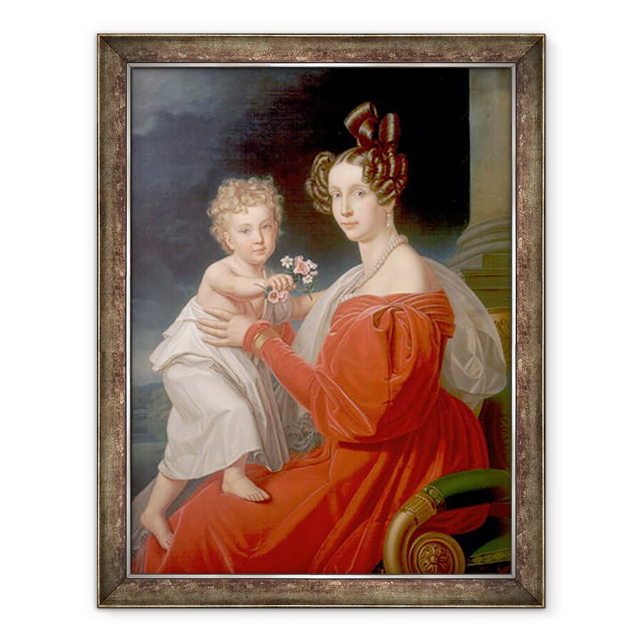 Tablou inramat - J. K. Stiegler - Arhiducesa Sofia de Austria 1805-72 impreuna cu fiul ei de doi ani Franz Joseph 1830-1916 mai tarziu imparatul Francisc Joseph I al Austriei, 60 x 80 cm