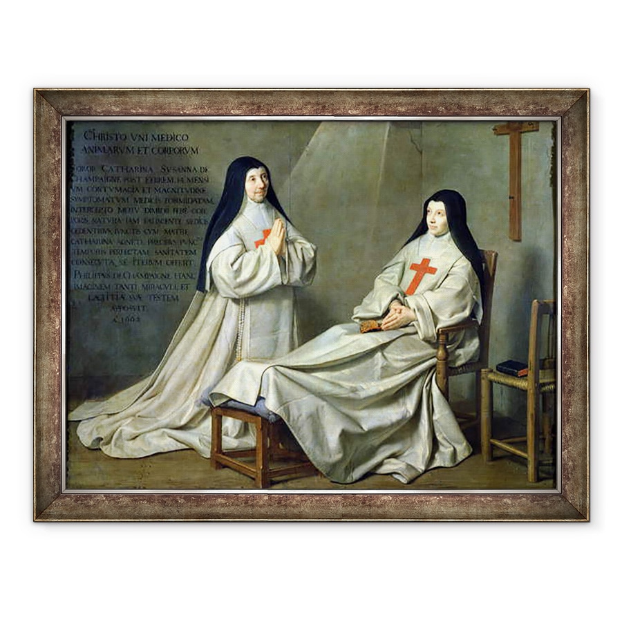 Tablou inramat - Philippe de Champaigne - Portretul Maicii Catherine-Agnes Arnauld 1593-1671 si sora Ecaterina de Sfanta Suzanne Champaigne 1636-86 fiica artistului, 70 x 90 cm