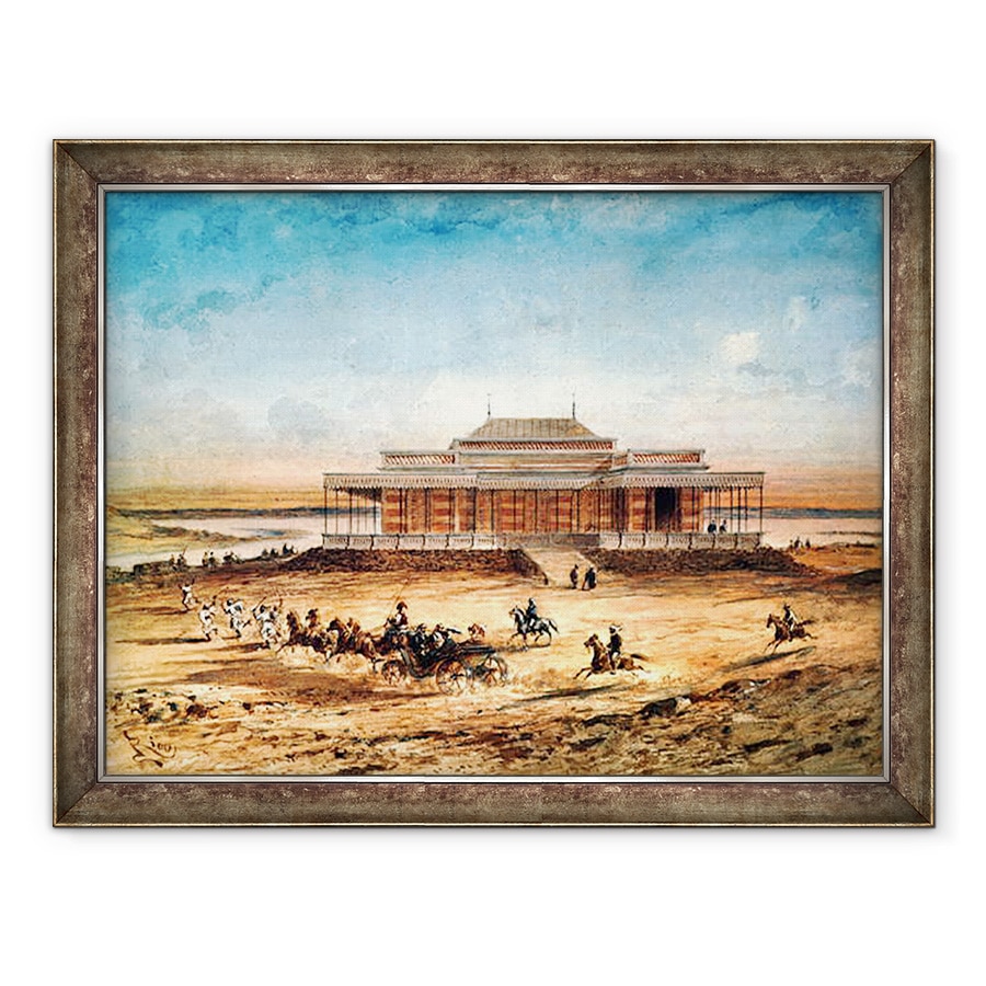 Tablou inramat - Edouard Riou - imparateasa Eugenie calatorind la Inaugurarea Canalului Suez in 1869, de pe un album de suveniruri, 60 x 80 cm