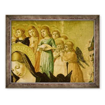 Tablou inramat - Lorenzo d'Alessandro da Severino II - Casatoria Sfintei Ecaterina din Siena, detaliu al sefului Fecioarei si ingerilor muzicali, 60 x 80 cm Tablou inramat - Lorenzo d'Alessandro da Severino II - Casatoria Sfintei Ecaterina din Siena, detaliu al sefului Fecioarei si ingerilor muzicali, 60 x 80 cm