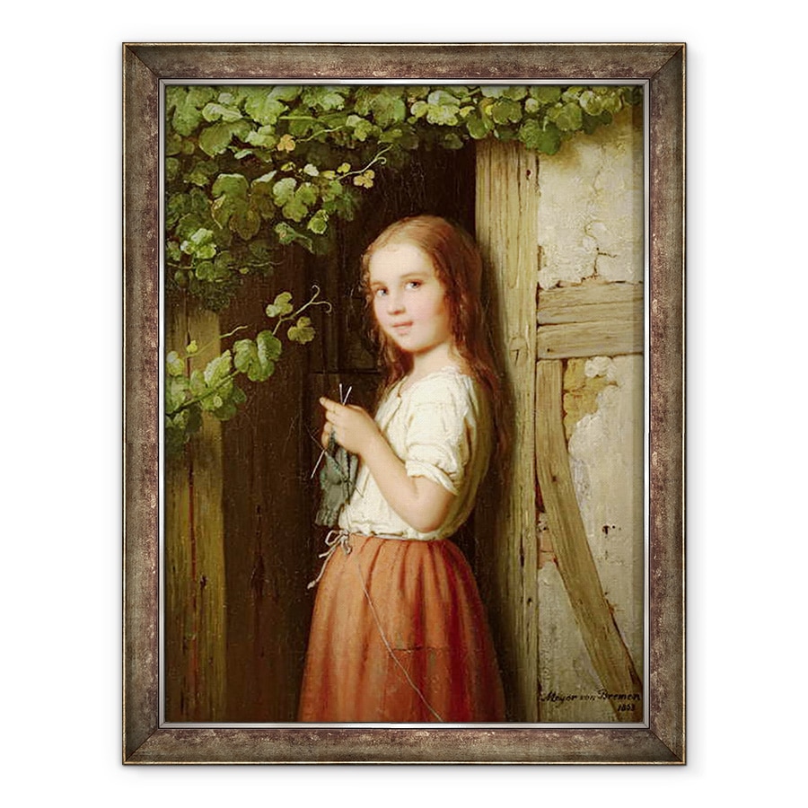 Tablou inramat - Meyer von Bremen - Tanara fata in picioare intr-o usa de tricotat, 60 x 80 cm