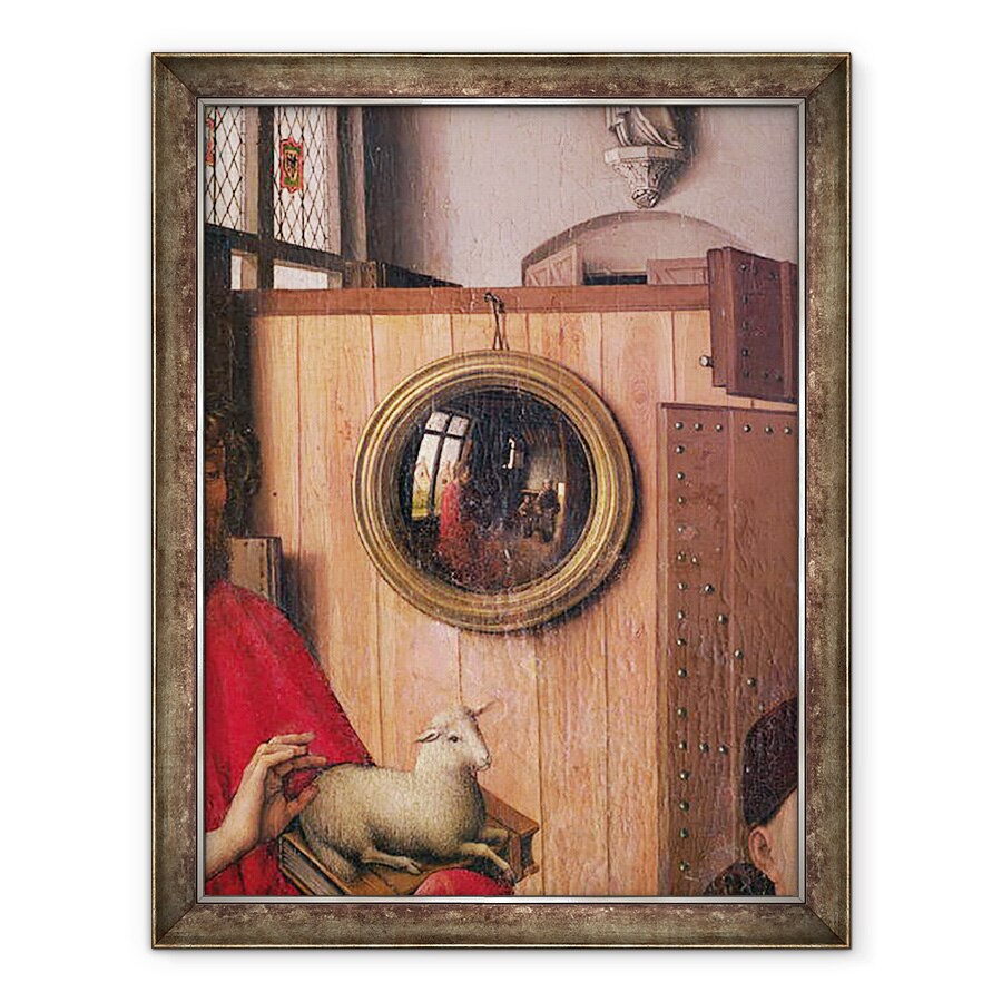 Tablou inramat - Master of Flemalle - Sfantul Ioan Botezatorul si Donatorul, Heinrich Von Werl, din Altarul Werl, detaliu al oglinzii, 60 x 80 cm