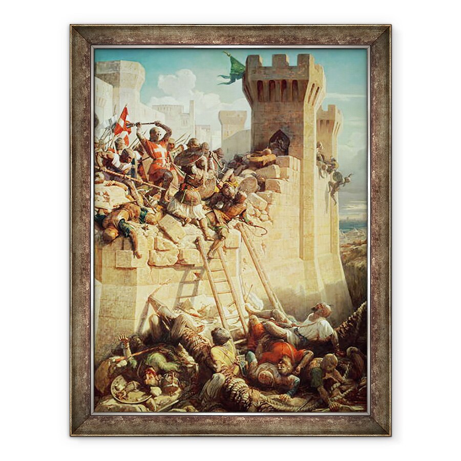 Tablou inramat - Dominique Louis Papety - Guillaume de Clermont aparand Ptolemais Acre in 1291, 70 x 90 cm