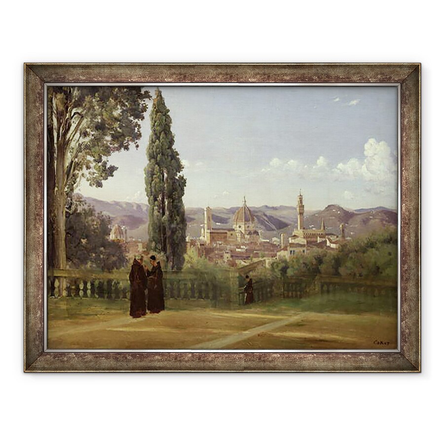 Tablou inramat - Jean Baptiste Camille Corot - Vedere spre Florenta din Gradina Boboli, 70 x 90 cm
