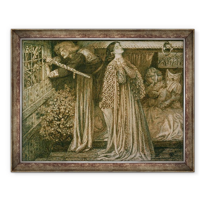Tablou inramat - Dante Gabriel Charles Rossetti - Sir Lancelot in Camera Reginei, 60 x 80 cm