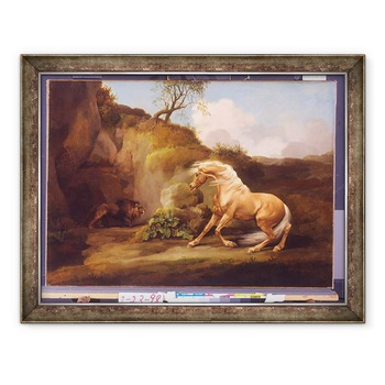 Tablou inramat - George Stubbs - Un cal speriat de un leu, 70 x 90 cm Tablou inramat - George Stubbs - Un cal speriat de un leu, 70 x 90 cm