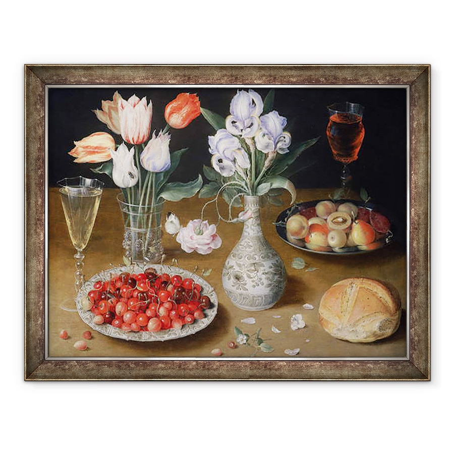 Tablou inramat - Osias Beert the Elder - Natura moarta cu crini, trandafiri, lalele, 70 x 90 cm