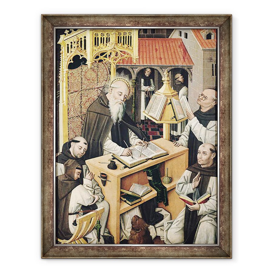 Tablou inramat - Scoala spaniola - Interiorul unui Scriptorium, 70 x 90 cm