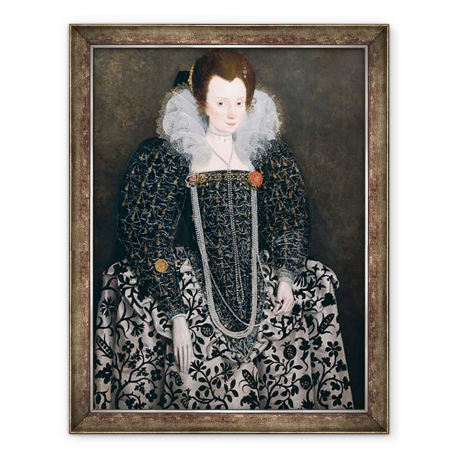 Tablou inramat - scoala engleza - Portretul unei femei, identificata in mod traditional ca Mary Clopton nascut Waldegrave din Kentwell Hall, Suffolk, 70 x 90 cm