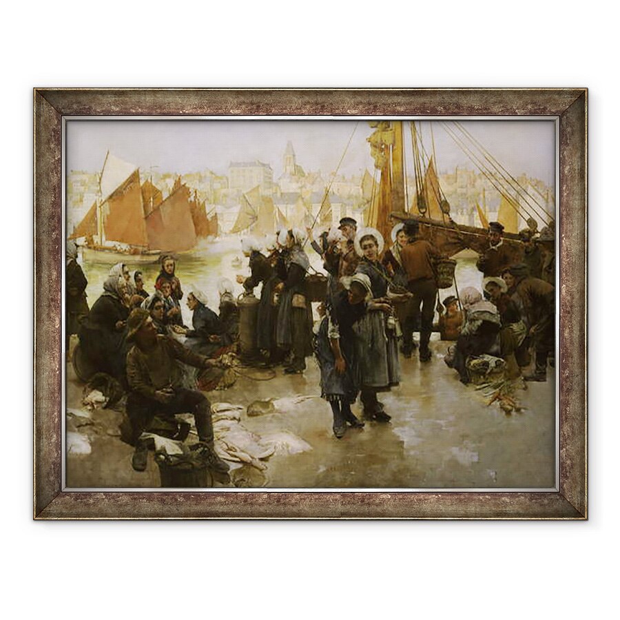 Tablou inramat - Albert Chevallier Tayler - Plecarea flotei de pescuit, Boulogne, 70 x 90 cm