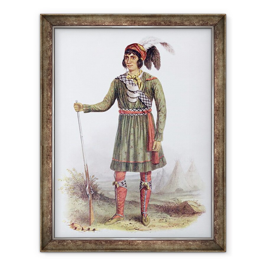 Tablou inramat - George Catlin - Osceola sau Rising Sun, un lider seminol, 1838, ilustratie din Triburile indiene din America de Nord, Vol.2, de Thomas L. McKenney si James Hall, 60 x 80 cm