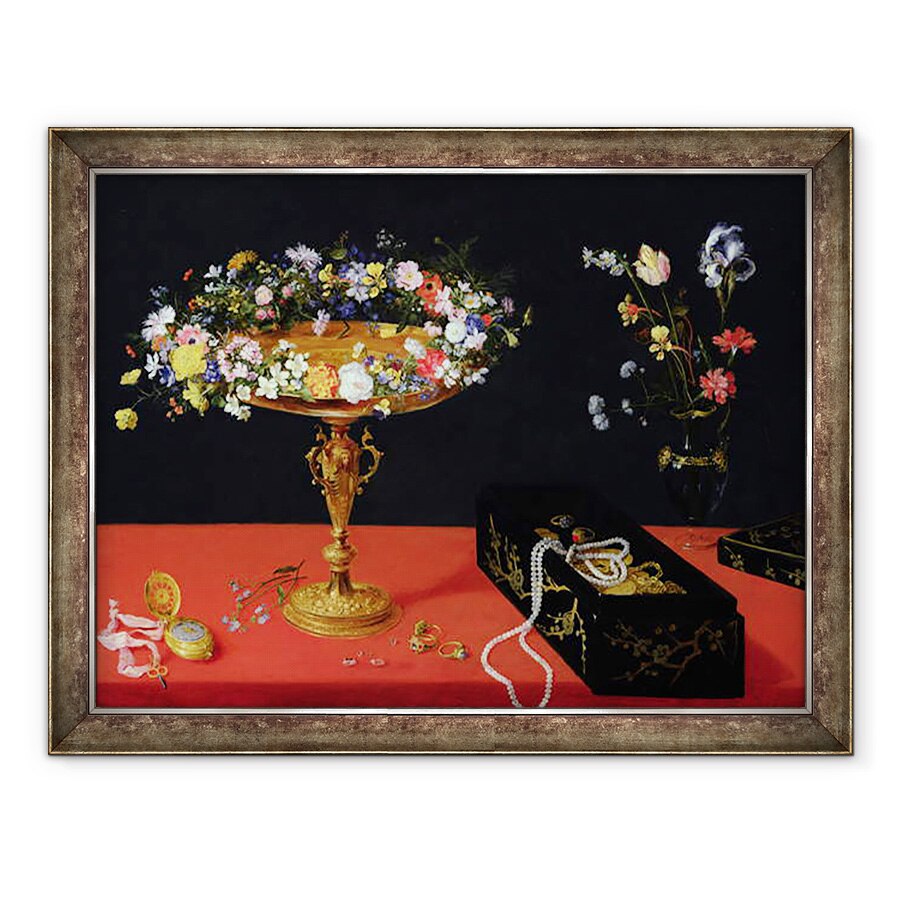 Tablou inramat - Jan Brueghel the Younger - O Natura moarta a unui Tazza cu flori, 60 x 80 cm