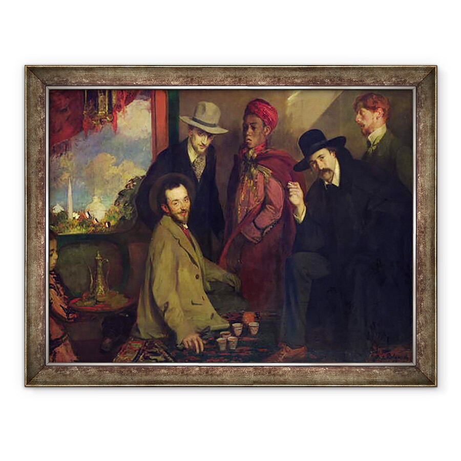 Tablou inramat - Jacques-Emile Blanche - Andre Gide 1869-1951 si prietenii sai de la Cafe Maure din Expozitia Universelle din 1900, 60 x 80 cm