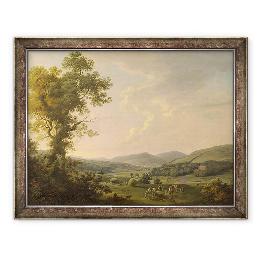 Tablou inramat - William Ashford - Peisaj cu Haymakers si o vedere indepartata a unei case georgiene, 70 x 90 cm