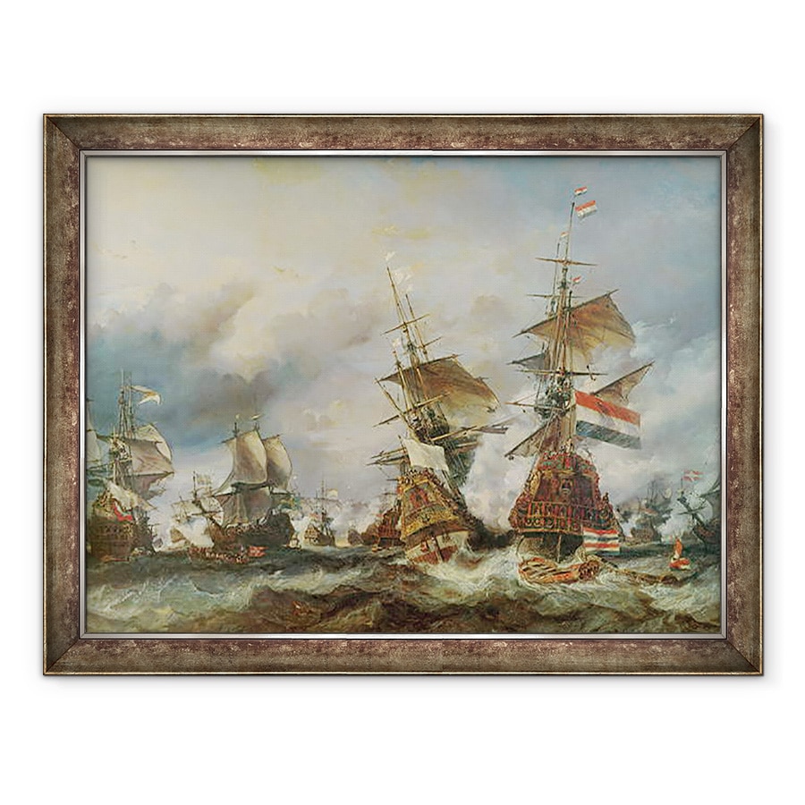 Tablou inramat - Louis Eugene Gabriel Isabey - Batalia de la Texel, 70 x 90 cm