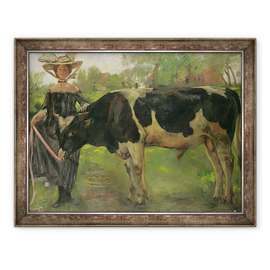 Tablou inramat - Lovis Corinth - Pictorul Charlotte Berend Cu Un Taur, 70 x 90 cm