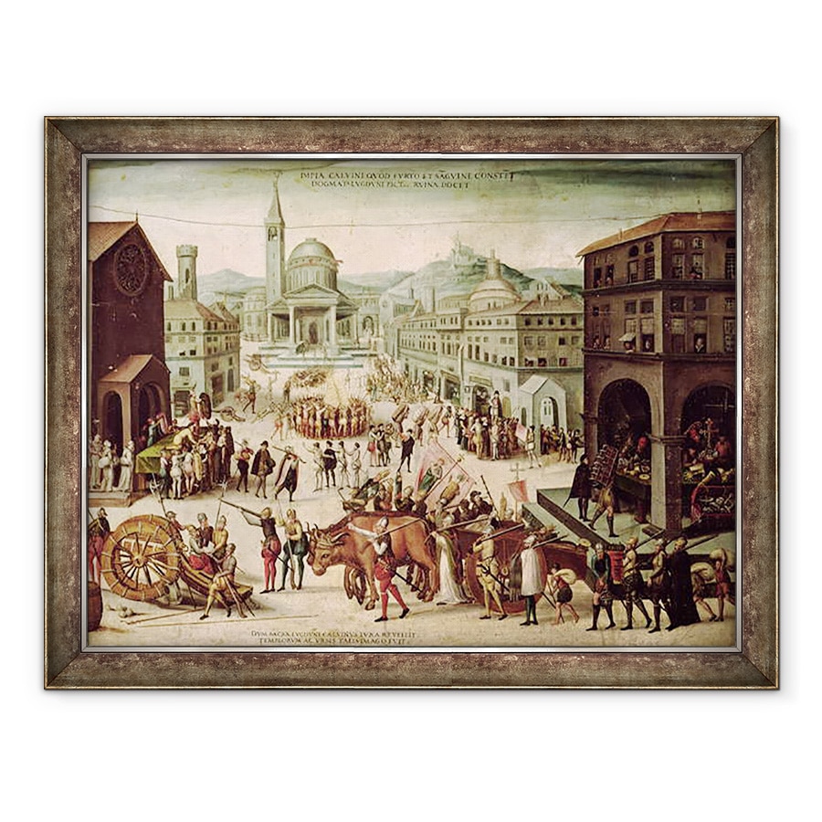 Tablou inramat - Scoala franceza - Sacul Lyonilor de catre Baronul des Adrets 1513-87 aprilie 1562, 60 x 80 cm