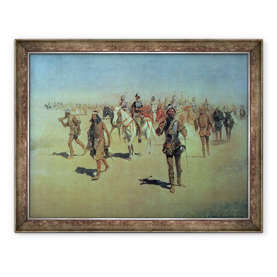 Tablou inramat - Frederic Remington - Francisco Vasquez de Coronado c.1510-54 isi croiesc drum prin New Mexico, de la Marele Explorator American, 60 x 80 cm