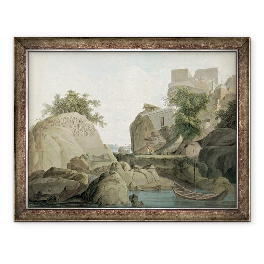 Tablou inramat - Thomas Daniell - Fakir Rock la Sultanganj, pe raul Gange, India, 60 x 80 cm