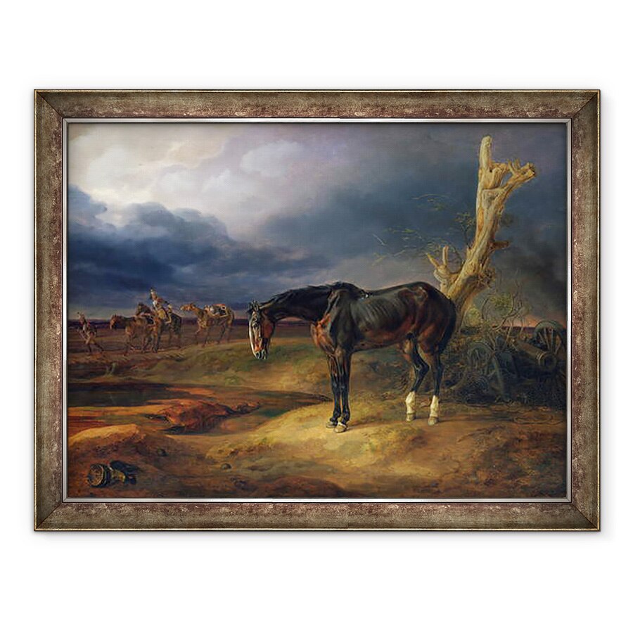 Tablou inramat - Albrecht Adam - Cal fara stapan pe campul de lupta de la Moshaisk in 1812, 70 x 90 cm