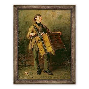 Tablou inramat - Ludwig Knaus - Omul Hurdy-Gurdy, 60 x 80 cm Tablou inramat - Ludwig Knaus - Omul Hurdy-Gurdy, 60 x 80 cm