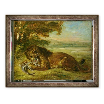 Tablou inramat - Ferdinand Victor Eugene Delacroix - Leu si aligator, 60 x 80 cm Tablou inramat - Ferdinand Victor Eugene Delacroix - Leu si aligator, 60 x 80 cm