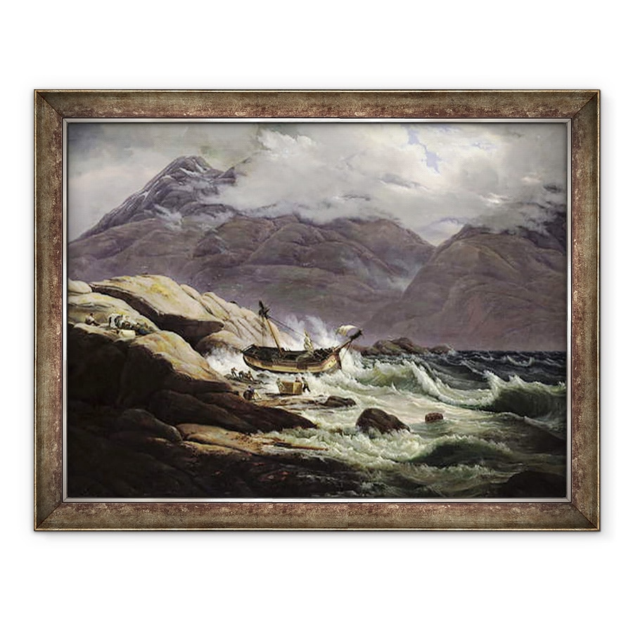 Tablou inramat - Johan Christian Dahl - Naufragiu pe coasta norvegiana, 70 x 90 cm