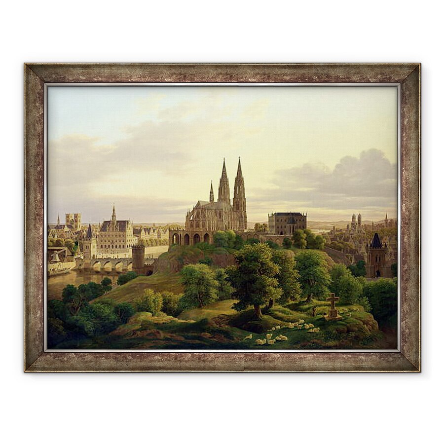 Tablou inramat - Carl Georg Adolph Hasenpflug - Un oras medieval in 1830, 60 x 80 cm
