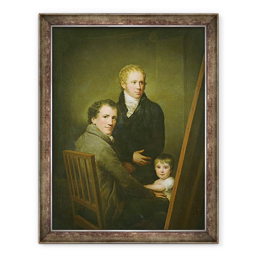 Tablou inramat - Friedrich Carl Groger - Autoportret cu fiica adoptiva Lina Groger si pictorul Heinrich Jakob Aldenrath, 70 x 90 cm