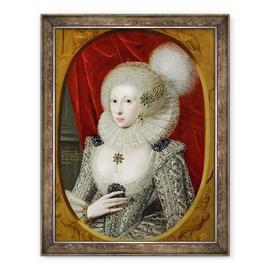 Tablou inramat - Robert Peake the Elder - Portretul unei femei, posibil Frances Cotton, Lady Montagu, de Castelul Boughton, 70 x 90 cm