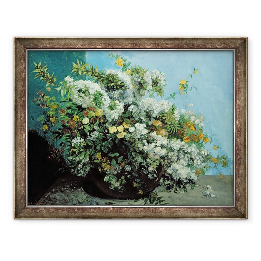 Tablou inramat - Gustave Courbet - Flori si crengi inflorite, 70 x 90 cm