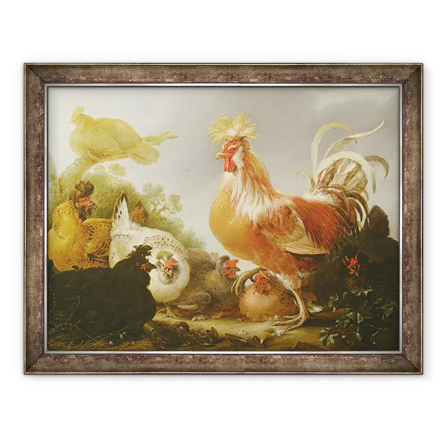 Tablou inramat - Gysbert Hondecoeter - Cockerel si gaini intr-un peisaj, 70 x 90 cm